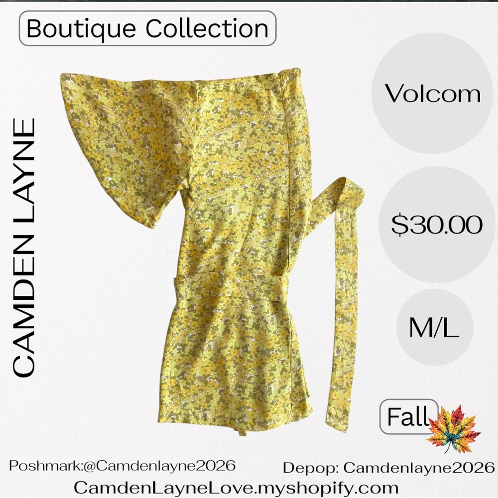 Volcom Mustard Floral Wrap - Picture 5 of 9